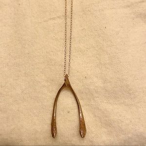 14K Gold Wishbone Necklace